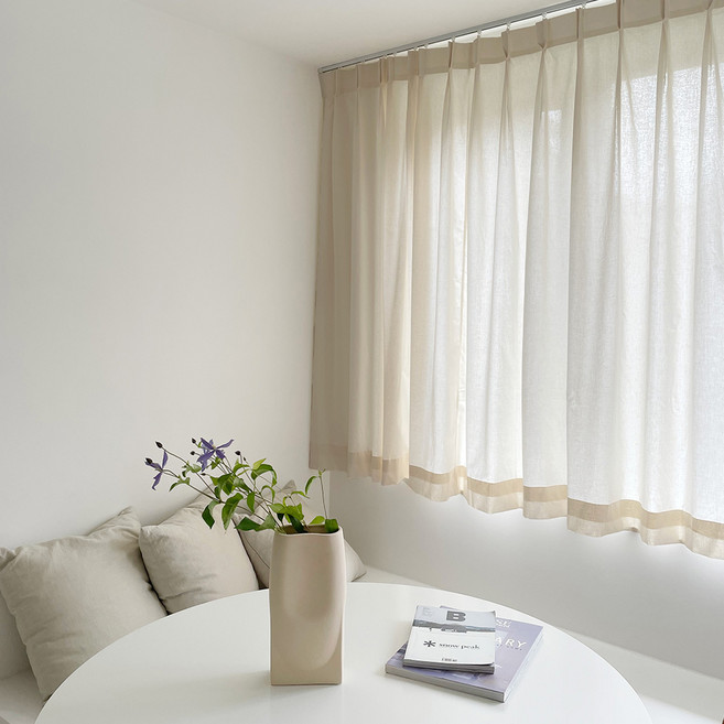코튼 나비주름 핀형 커튼