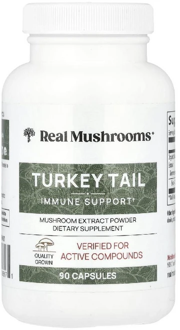 리얼머쉬룸 구름버섯 버섯 추출물 Turkey Tail Mushroom 캡슐 90정, 1개 - 쿠팡