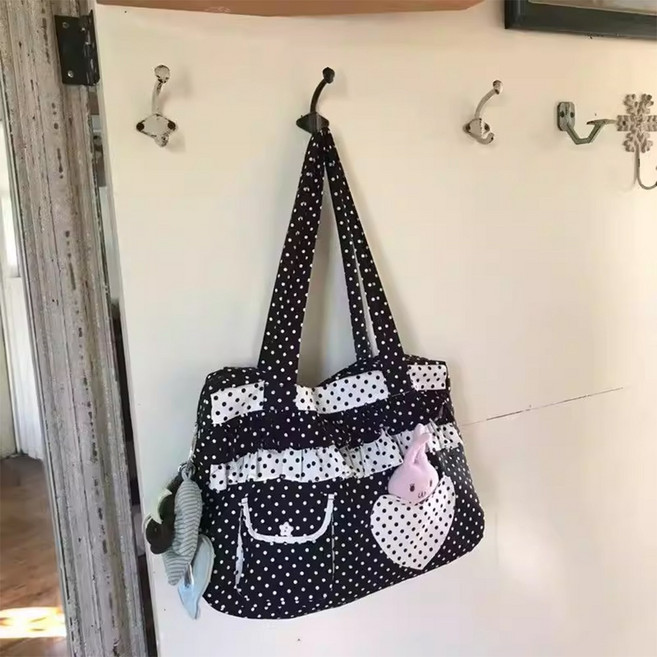 나인클로젯 도트 프릴 하트 여성 숄더백 데일리 학생 가방