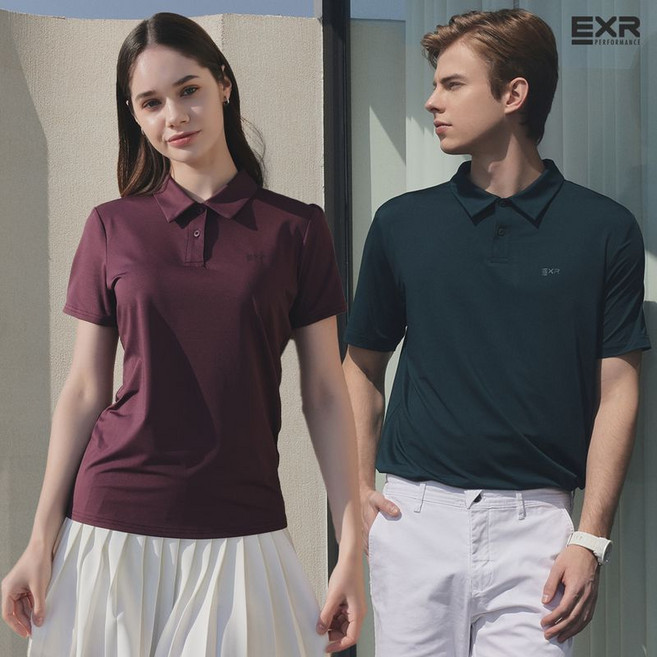 이엑스알 골프 남여 싱글스판 카라 티셔츠 2종세트