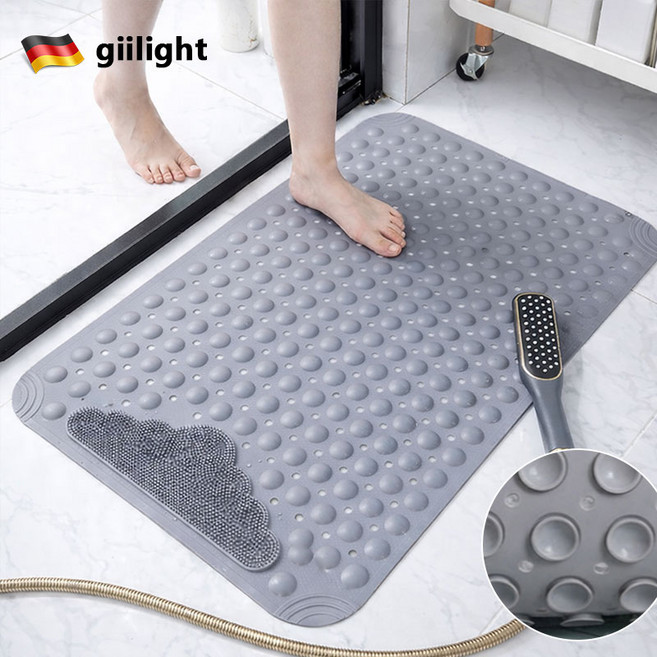 giilight 욕실 미끄럼방지매트 안전 발매트 화장실 욕조 항균 물빠짐 바닥매트, 회색, 1개