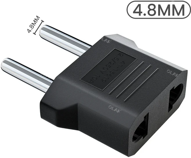 Elough 1-20pcs 전기 소켓 플러그 어댑터 미국 EU 전원 여행 변환기 KR 유럽, 02 1PCS, 04 Black 4.8MM