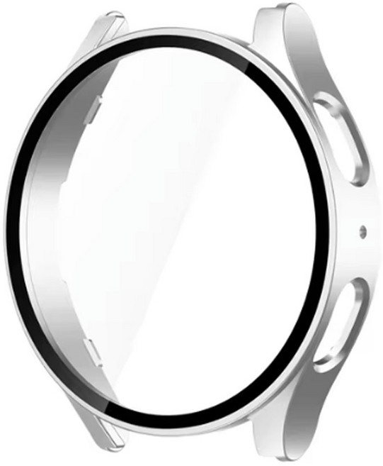디나인워치 갤럭시워치 7 6 강화유리 풀커버 하드케이스, 실버, 1개