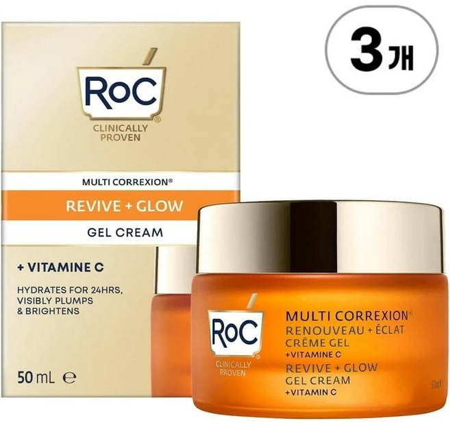 록 멀티 코렉션 리바이브 + 그로우 젤 크림 RoC Multi Correxion Revive + Glow Gel Cream 50ml, 3개 - 쿠팡