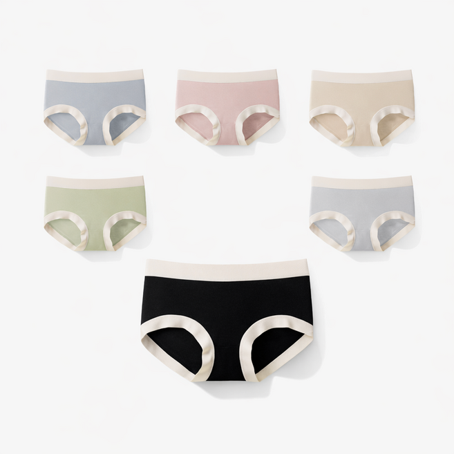 여성 심리스 노라인 심플 팬티 편안한 밴딩 속옷 6종 세트