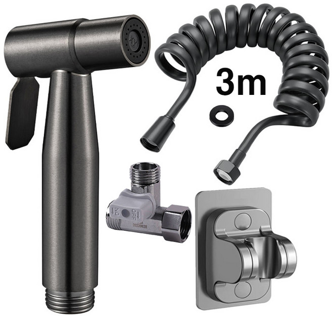 스테인레스304스프레이건 코일호스3m on/off 2구분배기 거치대 4종세트, 건그레이 3m 4종세트, 1세트