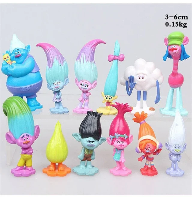 12 개/대 트롤 지점 동물 Skitter 피규어 어린이 PVC 액션 장난감 만화 캐릭터, 01 12 pcs