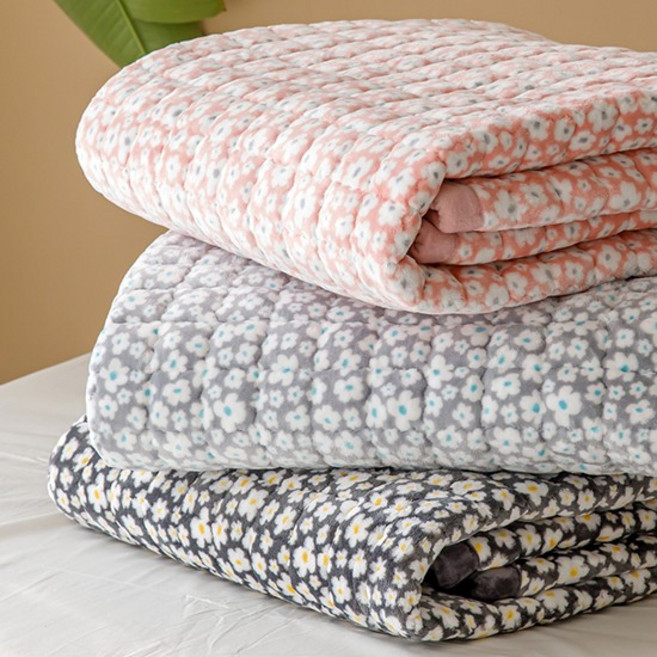 플라워 5mm 겨울 극세사 침대패드 겸 카페트 퀸 Q, 플라워 카페트 Q/ 그레이, 플라워카페트 Q/ 그레이