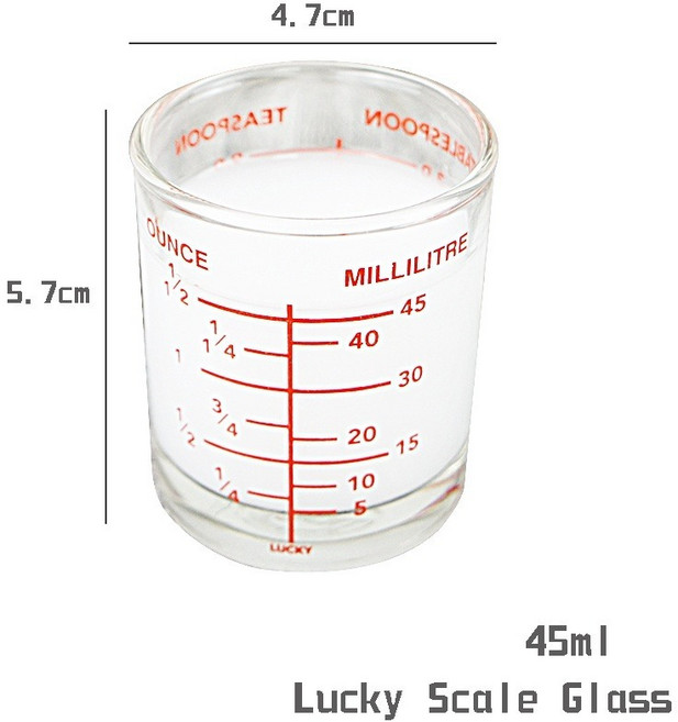 LUCKY 刻度杯 盎司杯 濃縮杯 SHOT杯 玻璃杯, 1個, 45mL