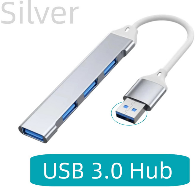 4포트 멀티 브랜치 USB 3.0 허브 C타입 도킹 스테이션 어댑터 OTG PC 2.0 화웨이 맥북 프로 호환, 1개, [01] USB HUB-Silver