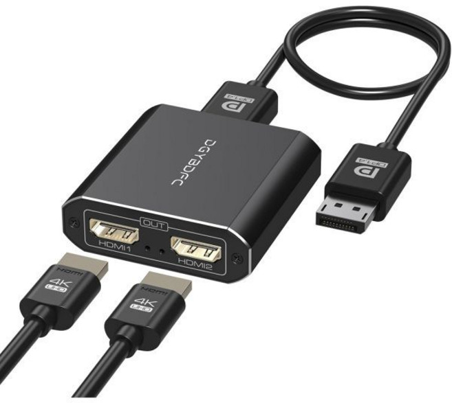 4K60Hz 디스플레이포트에서 듀얼 HDMI 어댑터로 PC 노트북 그래픽 카드용 DP 1.4에서 2 HDMI2.0 모니터 스플리터로 확장 디스플레이포트를 아웃 허브 MST 모드, 4K60Hz DP to 2HDMI