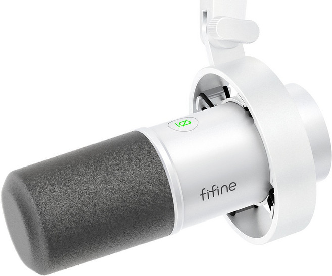 피파인 K688 USB XLR 다이나믹 마이크 프로 녹음 보컬 스튜디오용 메탈 소재 독립 볼륨 노브 원터치 음소거, 하얀색