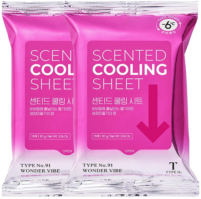 타입넘버 센티드 쿨링 시트 91 원더바이브 15매, 87g, 2개