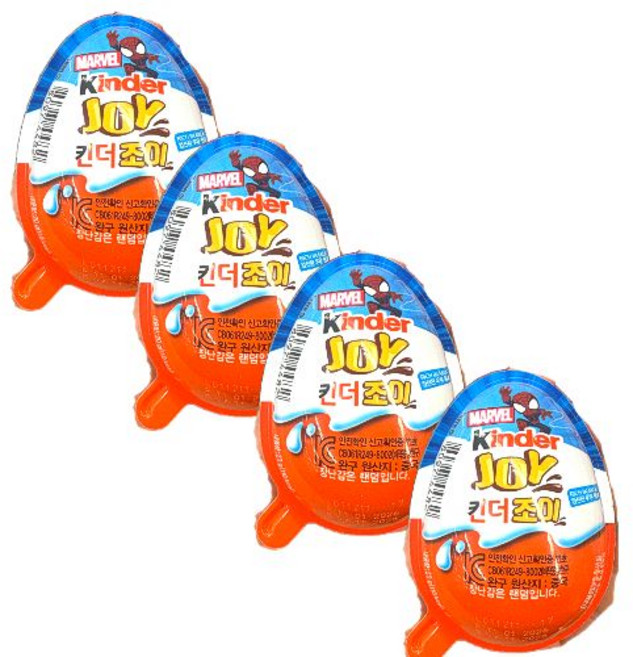 킨더조이 보이 T1 마블 장난감 에그초콜릿 20g 킨더 초콜릿 간식, 4개