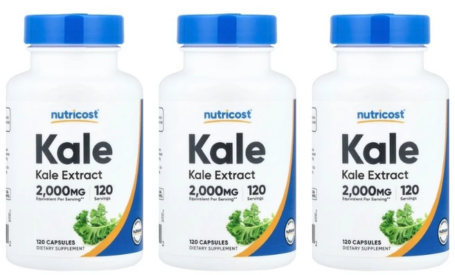 뉴트리코스트 슈퍼그린 채소 야채 섭취 컬리 케일 2000mg 캡슐 120정 3통, 3개 - 쿠팡