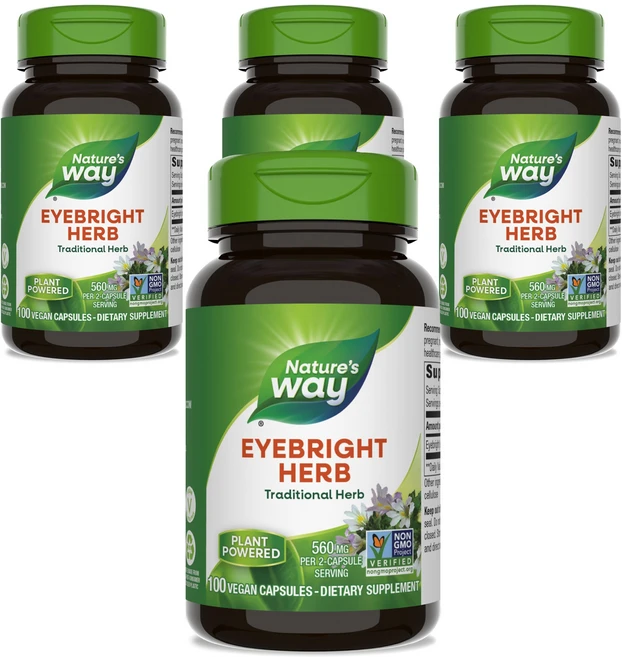 네이쳐스웨이 아이브라이트 허브 560mg 비건 캡슐, 100정, 4개 - 쿠팡