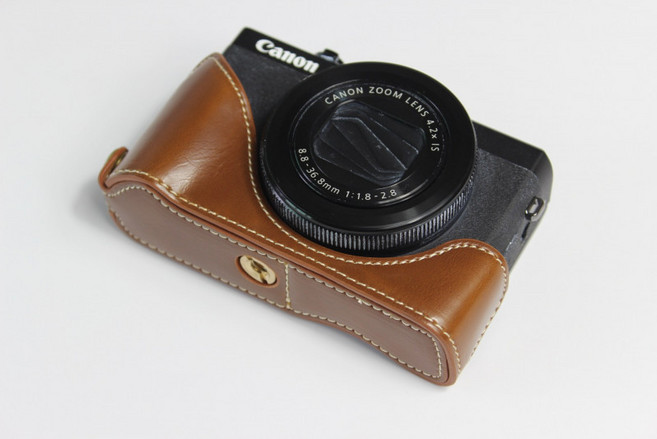 카메라케이스 가죽 하프케이스 캐논 G5X Mark2용, 1개, G7X3 인조가죽 올리브색