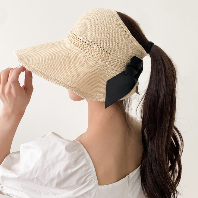 블루씨티 벨크로 라피아햇 여름 썬캡 밀짚 챙 모자