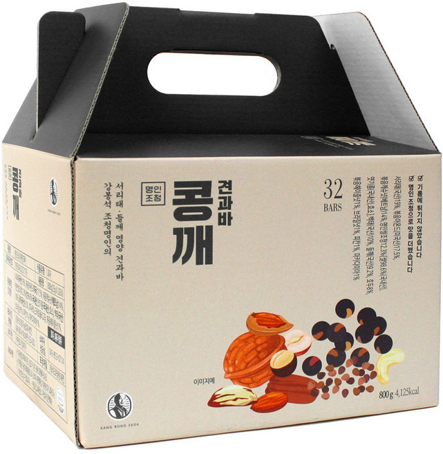 강봉석 명인조청 콩깨견과바 25gx32개 / 10가지 하루견과 / 한과 강정바 명절선물세트 영양바 에너지바, 1개, 800g