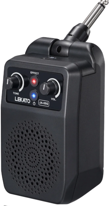 LEKATO 미니 일렉트릭 기타 앰프 휴대용 블루투스 내장 연습용 충전식 소형 4 가지 효과 5W, 01 Black, 1개