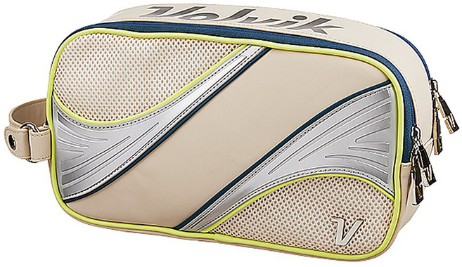 볼빅 퍼포먼스 남성 웨이브 절개 패턴 투웨이 파우치 2color 더블지퍼 투지퍼 대형 골프 파우치, 1개, 베이지