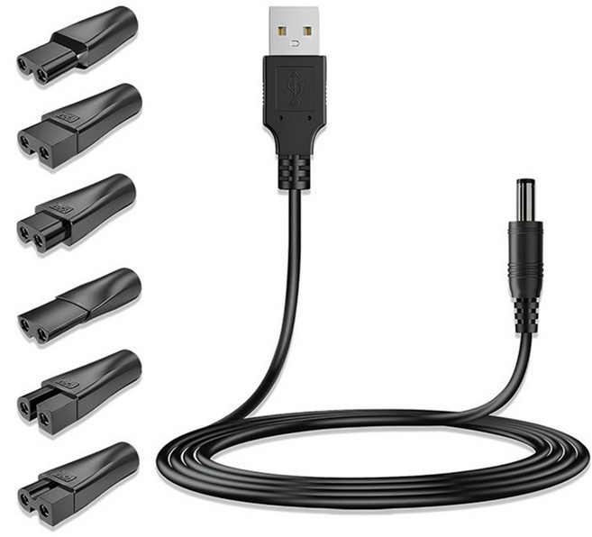 이발기용 USB 어댑터 키트 면도기 책상 램프 수염 트리머 전원 코드, 6개 세트