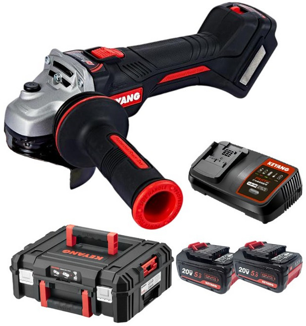 계양 충전 속도조절 앵글 그라인더 DG20BLH-125SV 125mm 배터리2개 세트, 1개