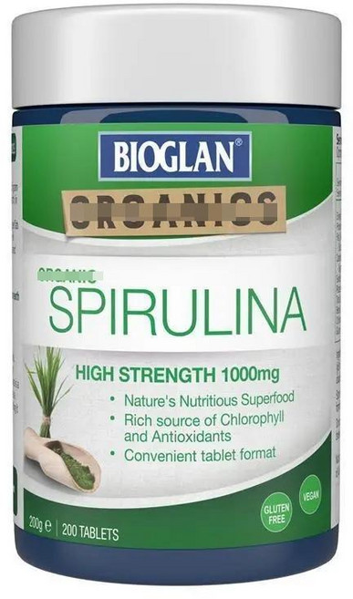 호주 바이오글랜 Bioglan Organic Spirulina 스피루리나 1000mg, 4개, 200정