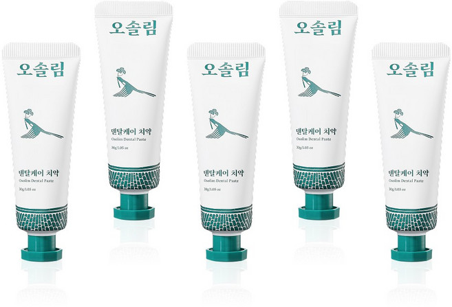오솔림 덴탈 케어 미니 치약 휴대용 여행용 잇몸 입마름 입냄새 임산부 천연 송진 치약 의약외품 인증 작은 치약, 30g, 5개