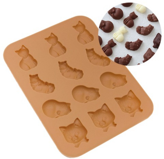코타 실리콘 초콜릿몰드 고양이 12구, 1개