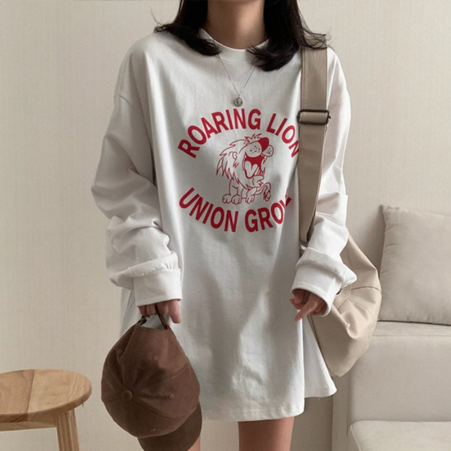 마이쏭 여성 빅사이즈 봄신상 톡톡원단 그로브라이온박스티