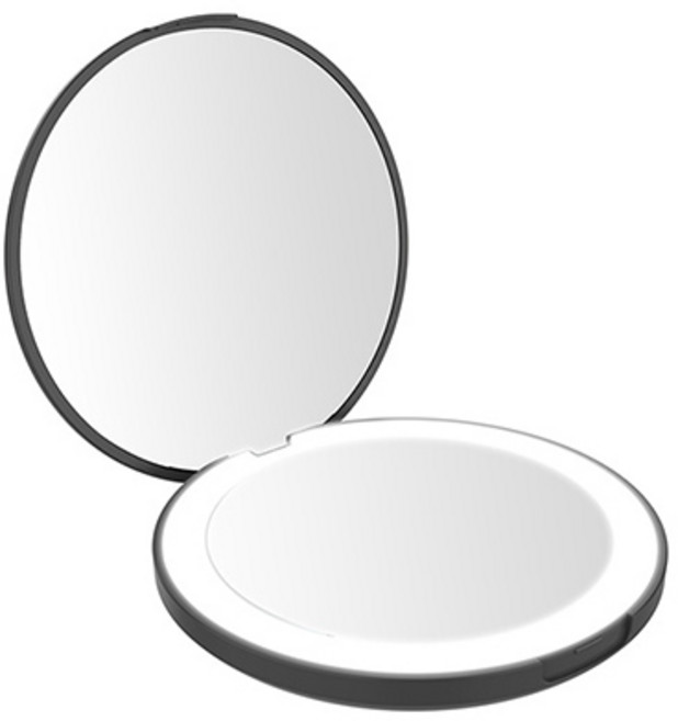 치프몰 10배 확대 LED 휴대용 손거울, 1개, 검정색