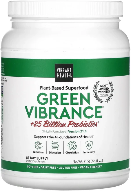 몸관리하세요 겨울입니다 Vibrant Health Green Vibrance +250억 프로바이오틱 버전 21.0 913g(32.21oz) 특별관리진행, VibrantHealthGreenVibrance250억, 1개 - 쿠팡