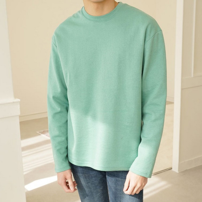 남자 남녀공용 봄 가을 세미 오버핏 라운드 긴팔 티셔츠