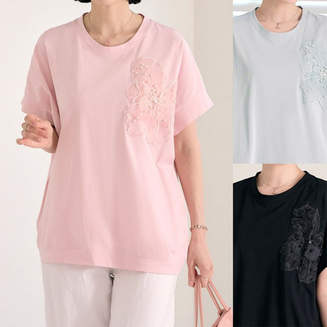 로즈맘 도호꽃패치가오리면티셔츠