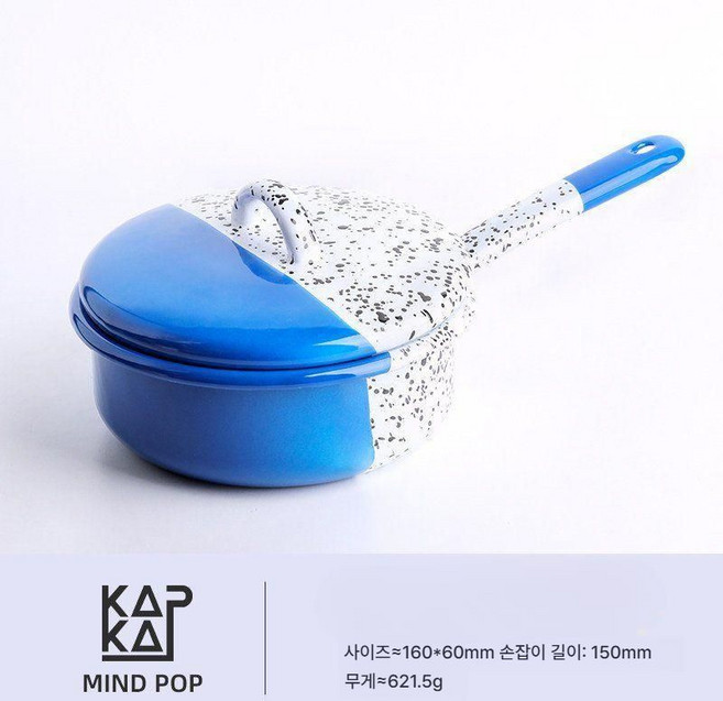 kapka 법랑 에나멜 원형 후라이팬 에그팬 스테이크 프라이팬 범랑후라이팬 법랑냄비 범랑팬, 블루 냄비, 1개