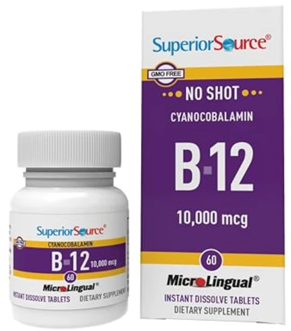 슈페리어 소스 노 샷 비타민 B-12 시아노코발라민 1000 Superior Source No Shot Vitamin B-12 Cyanocobalamin 10000 mcg - Vi, 무향, 1개(1팩), 1개 - 쿠팡