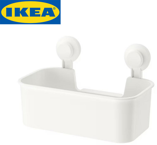 이케아 티스켄 TISKEN 흡착식 바구니 샤워용품 수납 거치대, 화이트, 1개