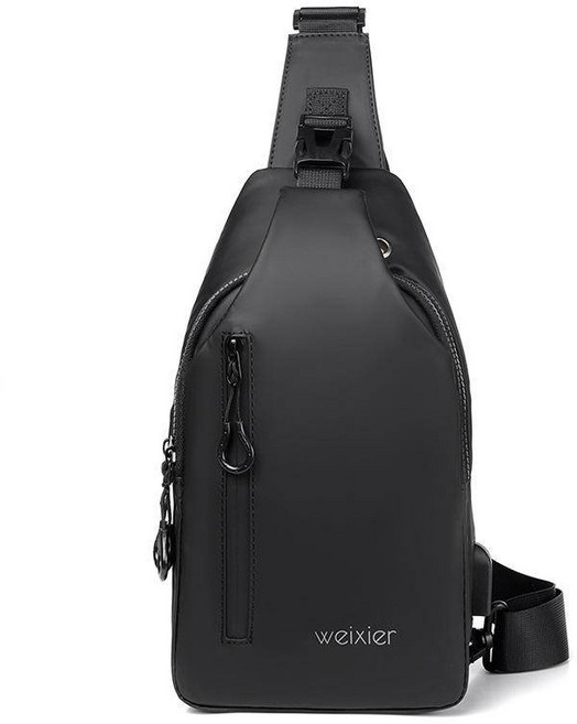 WEIXIER 男士戶外運動胸包, XB301黑色(雙拉升級版)