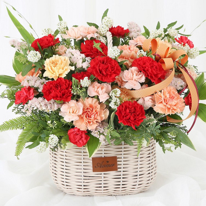 (오늘도착) 어버이날 카네이션 꽃상자 코랄 핑크카네이션 생화 부모님선물 어버이날선물 카네이션꽃상자 효도선물 당일꽃배달 [ST-A2043], 1개