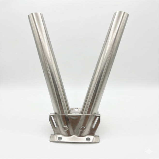 스텐 국기꽂이 가로등 국기꽂이 2구 (평면 곡면) 국기, 1개, 평면