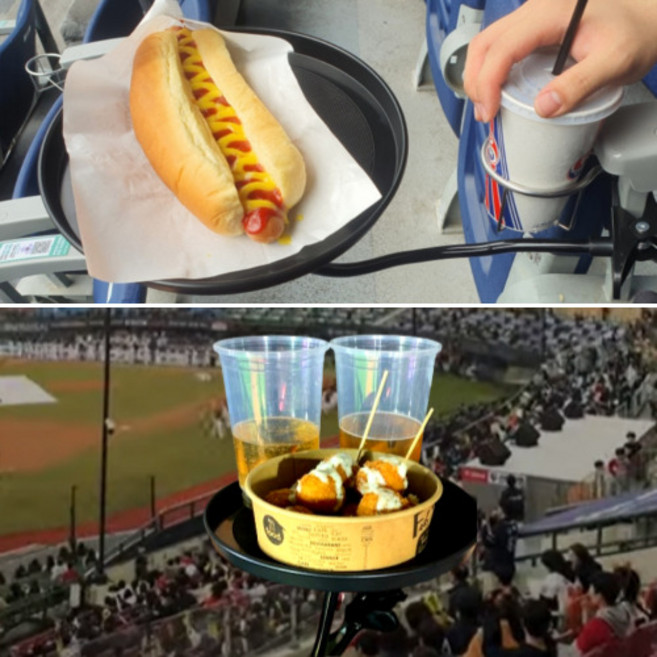 야구장테이블 야구장 간이 테이블 준비물 미니 탁자 휴대용 캠핑 원형 사이드 테이블, 블랙