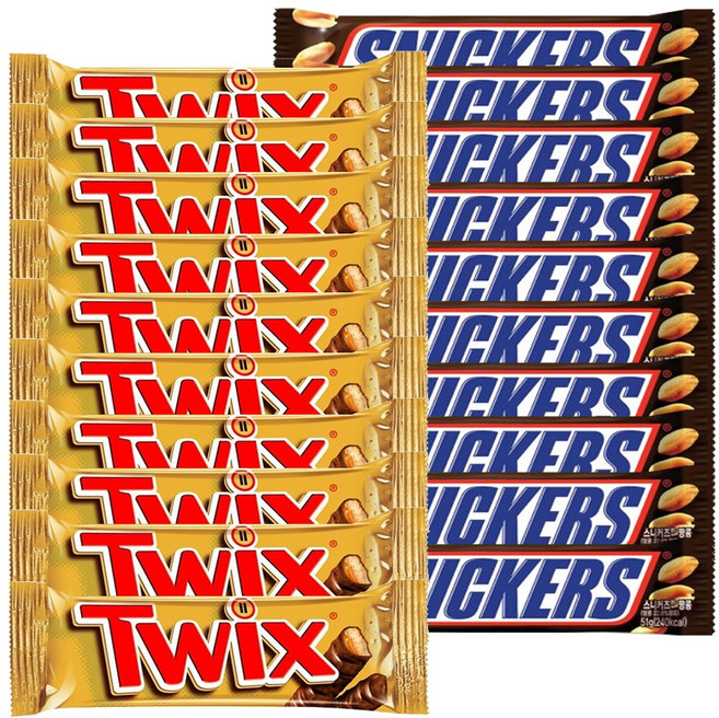 트윅스 초코바 + 스니커즈 초코바 총, 51g, 1세트