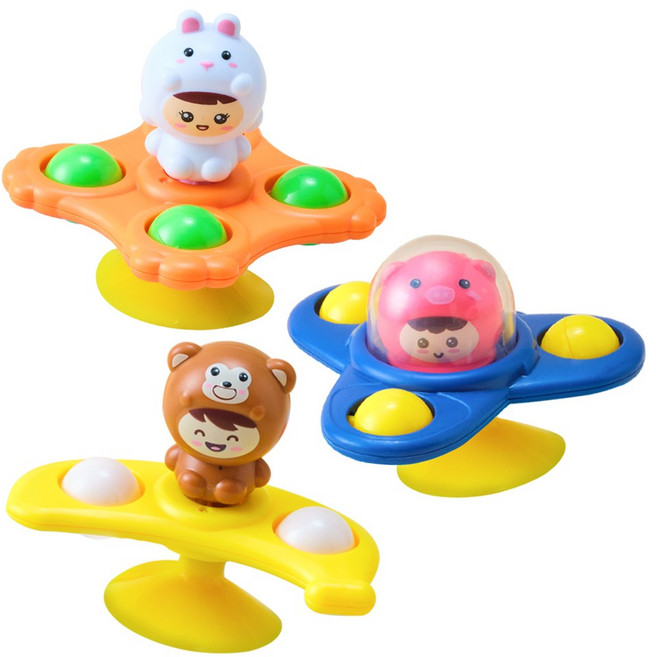 레디앤조이 유아용 흡착 회전 딸랑이 3종, 1세트, 혼합색상