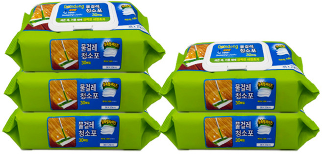 위생적인 물걸레 청소포 실속형 대형 캡형 30매, 5개