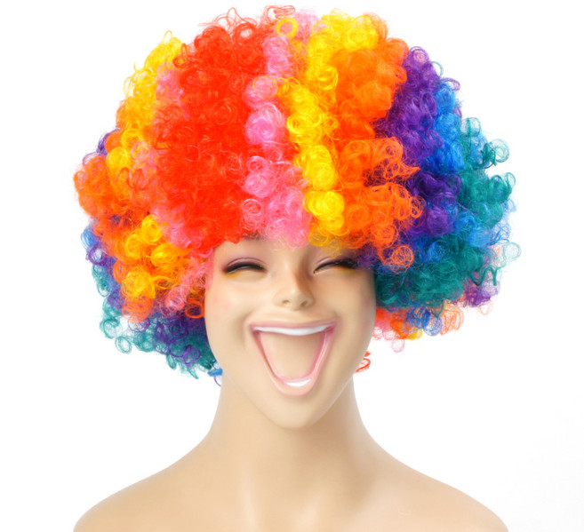 파티짱 디스코 가발 폭탄머리 뽀글이 파티 분장, 레인보우