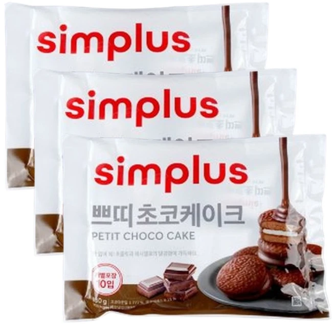심플러스 쁘띠 초코케이크, 3개, 180g - 쿠팡