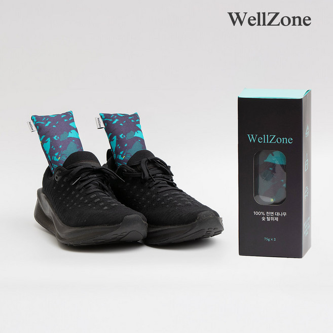 웰존 신발 탈취제 대나무 숯 냄새 습기 제거제 운동화 무향 와일드 네이비, 2개, 75g