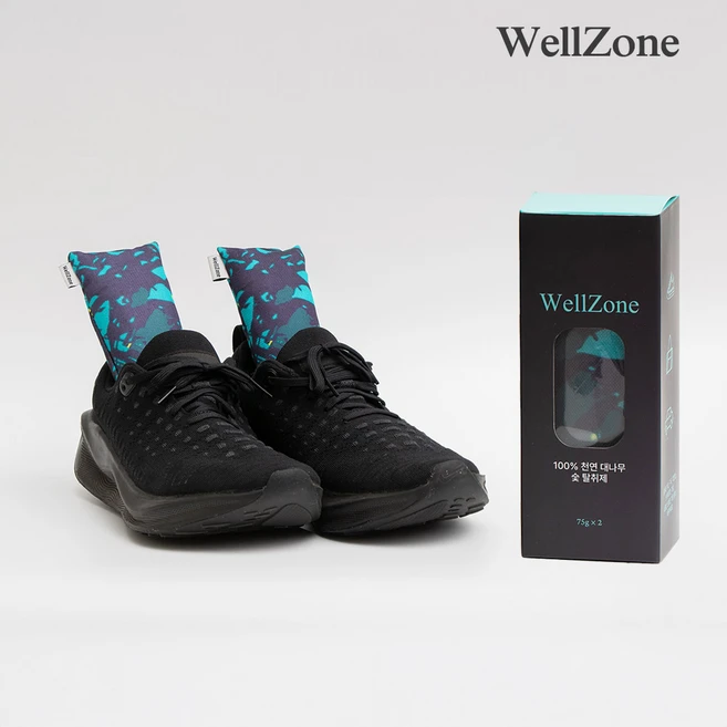 웰존 신발 탈취제 대나무 숯 냄새 습기 제거제 운동화 무향 와일드 네이비, 2개, 75g - 쿠팡