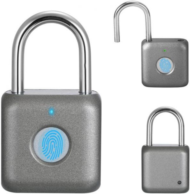 eLinkSmart 지문 자물쇠 디지털 잠금 금속 열쇠가 없는 장치, Gray, 1개